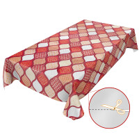 Abwaschbare Wachstuch Tischdecke Wachstischdecke Gartentischdecke Gold Rot Weiss Crochet