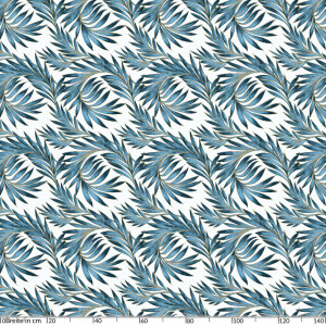 Tischdecke abwaschbar Wachstuch Palmenblätter Gold Blau 140x220 cm