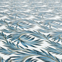 Tischdecke abwaschbar Wachstuch Palmenblätter Gold Blau 140x220 cm