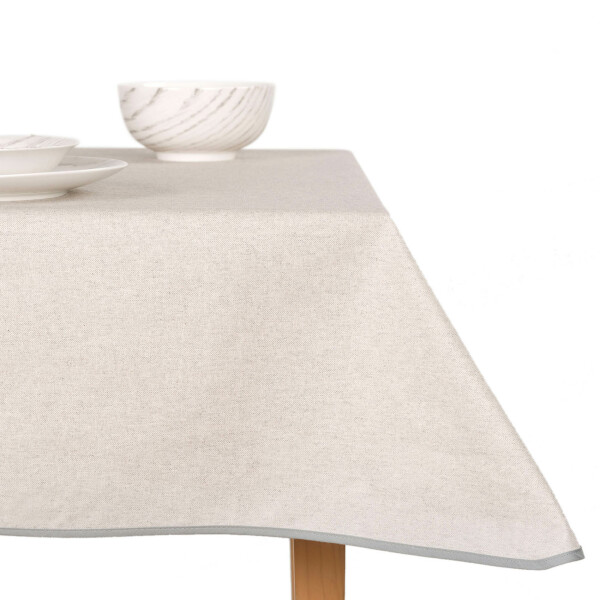 Premium Stofftischdecke Baumwolle Uni Grau Beige Hell Tischdecke abwaschbar Mitteldecke