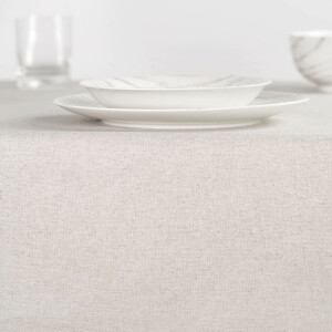 Premium Stofftischdecke Baumwolle Uni Grau Beige Hell Tischdecke abwaschbar Mitteldecke