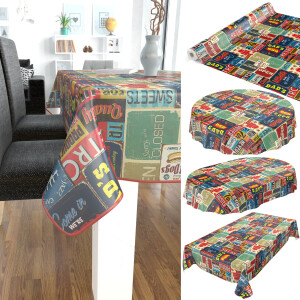 Wachstuch Tischdecke abwaschbar Wachstischdecke Retro Cafe USA America Style Bunt