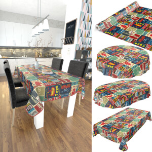 Wachstuch Tischdecke abwaschbar Wachstischdecke Retro Cafe USA America Style Bunt