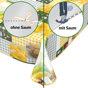 Ostertischdecke Wachstuch Tischdecke abwaschbar Wachstischdecke Karo Ostereier Küken Fotoprint