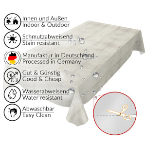 Wachstuch Tischdecke abwaschbar Wachstischdecke Gartentischdecke Holzoptik Grau Beige