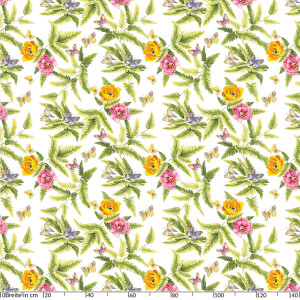 Tischdecke abwaschbar Wachstuch Blumen Schmetterlinge 140x140 cm Grün