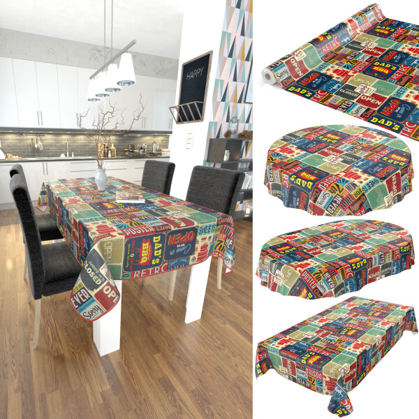 Wachstuch Tischdecke abwaschbar Wachstischdecke Retro Cafe USA America Style Bunt 100x140cm