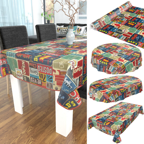 Wachstuch Tischdecke abwaschbar Wachstischdecke Retro Cafe USA America Style Bunt 280x140cm