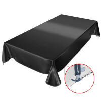 Uni Schwarz Einfarbig 200x140cm Wachstuch Tischdecke eingefasst