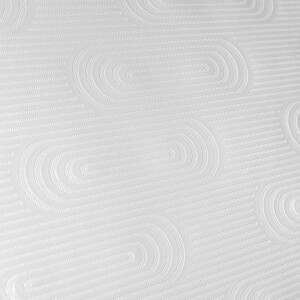 Tischdecke abwaschbar Wachstuch edle Streifen mit Ornament Relief 140x100 cm mit Saum Weiß