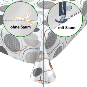 Wachstuch Tischdecke abwaschbar Gartentischdecke Geometrie Kreise Weißgrau