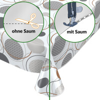 Wachstuch Tischdecke abwaschbar Gartentischdecke Geometrie Kreise Weißgrau