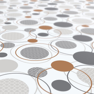 Tischdecke abwaschbar Wachstuch Geometrie Kreise Weißgrau 140x200 cm
