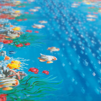 Tischdecke abwaschbar Wachstuch Aquarium Ozean Fische Blau 140x120 cm