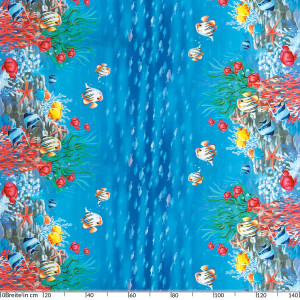 Tischdecke abwaschbar Wachstuch Aquarium Ozean Fische Blau 140x200 cm