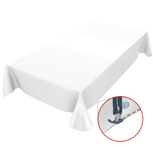 Uni Weiß Einfarbig 200x140cm Wachstuch Tischdecke eingefasst