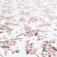 Tischdecke abwaschbar Wachstuch Sakura mit Vogel Weiß 140x160 cm