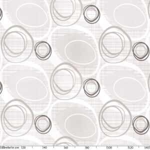 Tischdecke abwaschbar Wachstuch Ornamente Kreise Hellgrau 140x200 cm mit Saum