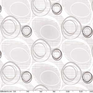 Tischdecke abwaschbar Wachstuch Ornamente Kreise Hellgrau 140x220 cm mit Saum