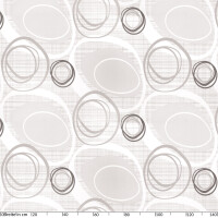 Tischdecke abwaschbar Wachstuch Ornamente Kreise Hellgrau Oval 140x200 cm mit Saum