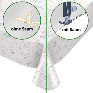 Wachstuch Tischdecke abwaschbar Wachstischdecke Kindertischdecke Geburtstag Tiere Weiß