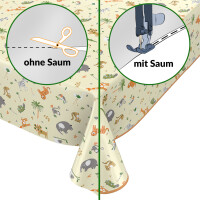 Wachstuch Tischdecke abwaschbar Wachstischdecke Kindertischdecke Geburtstag Tiere Gelb