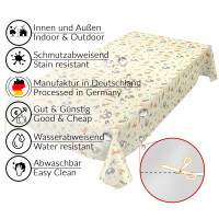 Wachstuch Tischdecke abwaschbar Wachstischdecke Kindertischdecke Geburtstag Tiere Gelb 100x140cm