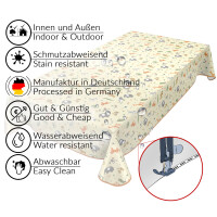 Wachstuch Tischdecke abwaschbar Wachstischdecke Kindertischdecke Geburtstag Tiere Gelb 240x140cm eingefasst