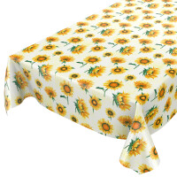 Tischdecke abwaschbar Wachstuch Sonnenblumen Gelb 140x160 cm