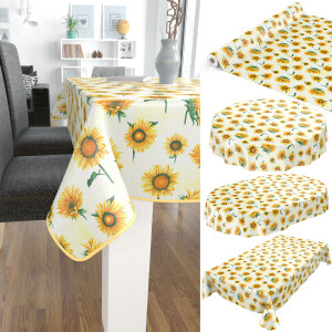 Tischdecke abwaschbar Wachstuch Sonnenblumen Gelb 140x180 cm