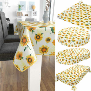 Tischdecke abwaschbar Wachstuch Sonnenblumen Gelb 140x180 cm