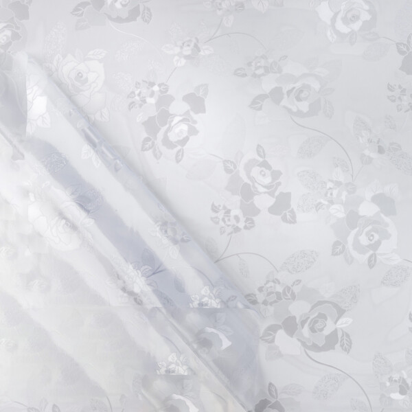 Tischdecke transparent Tischfolie Blumen 0,2 mm halbtransparent mattiert Meterware 20m - BTA0274L