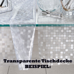Tischdecke abwaschbar PVC Folie Karo Klein 0,2 mm Halb-Transparent 140x260 cm