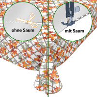 Wachstuch Tischdecke abwaschbar Wachstischdecke Efeu Blätter Karo Orange