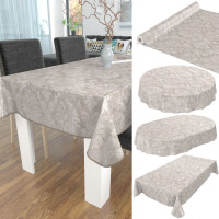 Wachstuch Tischdecke abwaschbar Wachstischdecke Barock Rankenmuster Beige