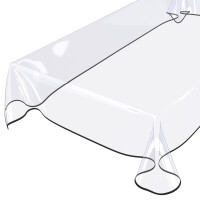 Tischdecke abwaschbar PVC Folie Durchsichtig 0,3 mm Klar Transparent 140x120 cm mit Saum