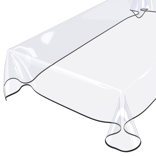 Tischdecke abwaschbar PVC Folie Durchsichtig 0,3 mm Klar Transparent 140x220 cm mit Saum