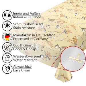 Wachstuch Tischdecke abwaschbar pflegeleicht Wachstischdecke Sakura Vögel Blüten Beige