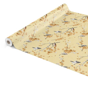 Wachstuch Tischdecke abwaschbar pflegeleicht Wachstischdecke Sakura Vögel Blüten Beige