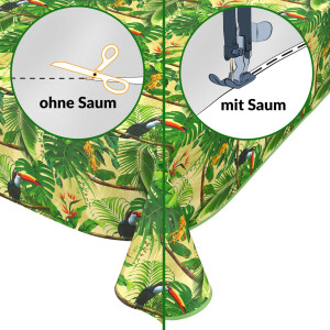 Wachstischdecke Wachstuch Tischdecke abwaschbar Tropische Palmen Tukan Papagei Grün