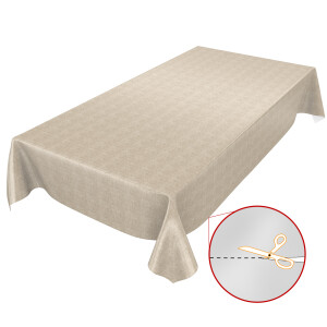 Wachstuchtischdecke Tischdecke abwaschbar Gartentischdecke Leinenoptik in Beige 100x140cm