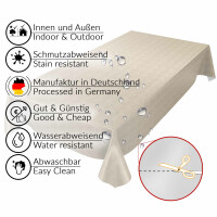 Wachstuchtischdecke Tischdecke abwaschbar Gartentischdecke Leinenoptik in Beige 100x140cm