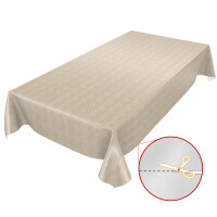 Wachstuchtischdecke Tischdecke abwaschbar Gartentischdecke Leinenoptik in Beige 120x140cm