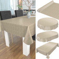 Wachstuchtischdecke Tischdecke abwaschbar Gartentischdecke Leinenoptik in Beige 160x140cm