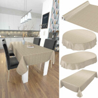 Wachstuchtischdecke Tischdecke abwaschbar Gartentischdecke Leinenoptik in Beige 180x140cm