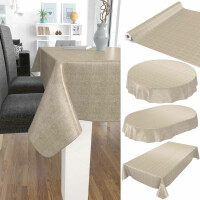 Wachstuchtischdecke Tischdecke abwaschbar Gartentischdecke Leinenoptik in Beige 240x140cm