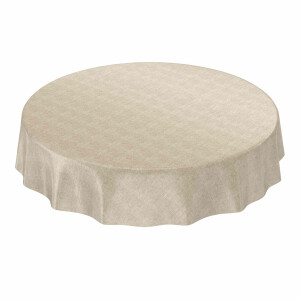 Wachstuchtischdecke Tischdecke abwaschbar Gartentischdecke Leinenoptik in Beige Rund 120cm