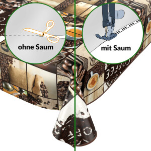 Wachstuch Tischdecke abwaschbar pflegeleicht Wachstischdecke Coffee Barista Kaffeebohnen Braun