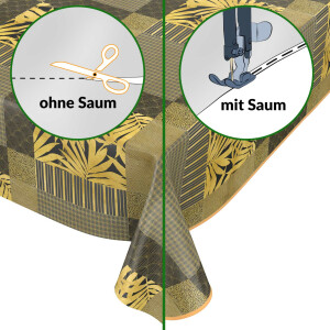 Wachstuch Tischdecke abwaschbar Wachstischdecke Gartentischdecke Bogen Palmblätter Gold