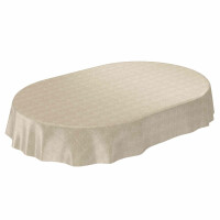 Wachstuchtischdecke Tischdecke abwaschbar Gartentischdecke Leinenoptik in Beige Oval 200x140cm